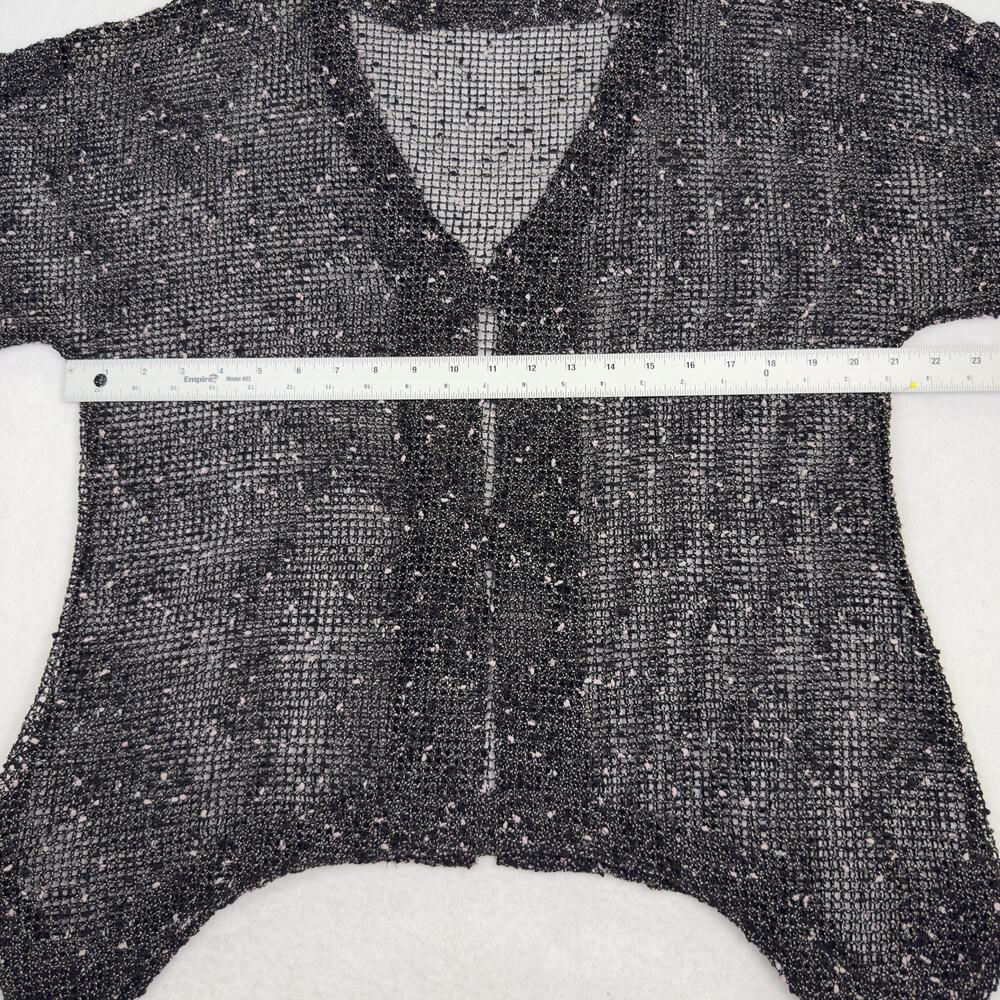 LULU B Boucle Mesh Topper Jacket Sheer Wood Button Lagenlook Boho Black Size M - Picture 8 of 14